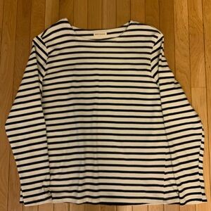 Long Sleeve Black and White Striped Shirt XXL